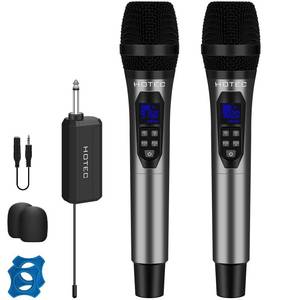 lot 9378 image: HOTEC UHF Dual Wireless Microphones, Cordless Dynamic Handheld Mics with Echo & Volume Control, Rechargeable Receiver, 160FT Range for Karaoke, PA System, Wedding, Church