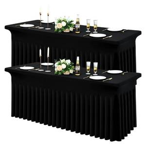 lot 9381 image: Moosfor 2 Pack Spandex Fitted Rectangle Tablecloth, Elastic Table Skirt