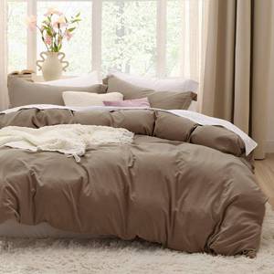 lot 9383 image: Bedsure Prewashed Duvet Cover King, Cotton-Like Soft Bedding Set, Brown