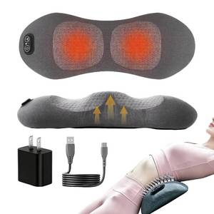 lot 9385 image: Smooth Triple Fusion Back Massager for Chair and Bed,3 in 1 Electric Lumbar Support Pillow with Heat, Vibration & Traction for Lower Back Pain Relief and Spine Support