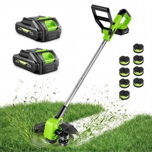 lot 9401 image: 21V Weed Wacker Cordless & Lawn Edger, 9000RPM Electric Weed Eater with 2x2.0Ah Battery, 12 Auto Line Feed String Trimmer with 8 Pcs Spools, Lightweight Edger Lawn Tool for Yard, Green