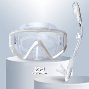lot 9420 image: Snorkel Set Pano 3 Window Adult Snorkeling Gear, Professional Snorkel Goggles Anti-Fog Diving Mask, Anti-Leak Swim Goggles and Dry Top Snorkel for Diving, Snorkeling, Swimming (Pearl White)