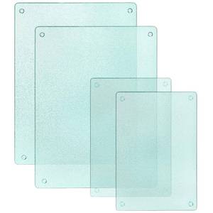 lot 9423 image: Kingrol 4 Pack Tempered Glass Cutting Boards for Kitchen, 15.75x12 and 12x8 Inch, Durable Countertop Chopping Mats & Heat-Resistant Protectors, Non-Slip