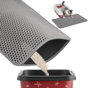 lot 10031 image: Powools Ultra-Large Cat Litter Mat, 27 x 19, Double-Layer, Grey
