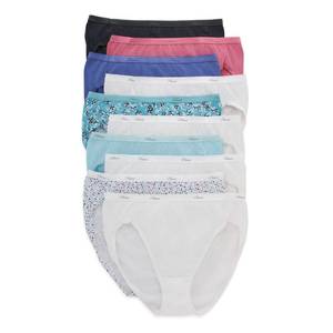 lot 10048 image: Hanes womens Cotton briefs underwear, 10 Pack - Hi Cut Assorted 1, 6 US