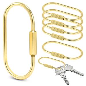 lot 10096 image: 6 Pack Brass Keychain Gold Carabiner Clip with Secure Locking Screw Carabiners Key Holder Keychains Key Ring for Outdoor Camping Paracord Lanyard Keys Chain Backpack Bags Luggage Tags Clip Anti-Theft