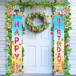 lot 10105 image: Avezano Summer Hawaiian Birthday Banner Hawaiian Birthday Party Decorations Tropical Aloha Door Banner Luau Decorations Indoor Outdoor