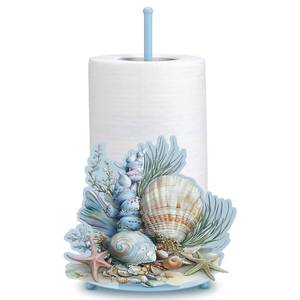 lot 10111 image: Shimeyao Beach Seashell Paper Towel Holder, Metal Ocean Kitchen Decor