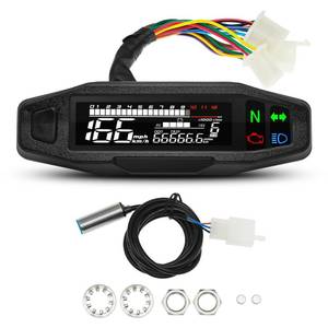 lot 10114 image: Motorcycle Speedometer MAIMEIMI 9-16V Universal Motorcycle Gauge Cluster with Digital Speedometer, Small Engine Tachometer, Odometer, 6 Gear 12000 RPM MPH Mini LCD VA Screen