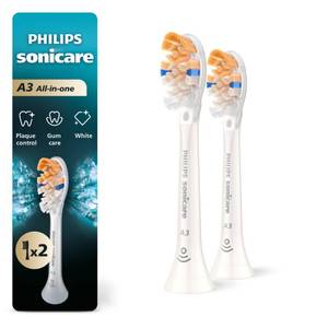 lot 10120 image: Philips Sonicare A3 All-in-One Brush Heads, 2-Pack, 6 Month Supply, White