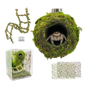 lot 10127 image: Magnetic Jumping Spider Hideout,Habitat D�cor Kit - Handmade Moss Hideout with Climbing Hemp Rope Bridge,2Pcs Climbing Spider Web& Loose Moss,Fun Enclosure Accessories for Climbing & Hiding
