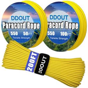 lot 10134 image: DDOUT Paracord Nylon Rope Yellow 200ft with 7-Strand Core, 10 Colors and 50100200 ft, Type III Parachute Cord 4mm for Camping, Survival, Hiking, DIY, Crafting, Outdoor Utility Rope