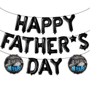 lot 10157 image: Happy Fathers Day Balloons Banner - Black Fathers Day Balloons Fathers Day Decoration Supplies - Fathers Day Banner Party Decorations Sign Backdrop