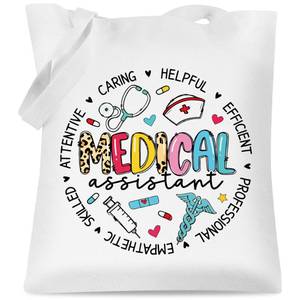 lot 10160 image: CRASHOT Medical Assistant Gifts for Women, Healthcare Professional Canvas Tote Bag, Appreciation Present for RMA, Reusable Grocery Shoulder Bag, Professional Birthday Gift
