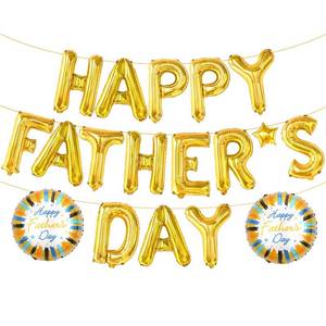 lot 10161 image: Happy Fathers Day Balloons Banner - Gold Fathers Day Balloons Decoration Supplies - Party Decorations Sign Backdrop - 18 Pieces