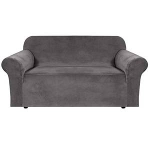 lot 11905 image: H.Versailtex Stretch Velvet Loveseat Cover 58-72in Grey