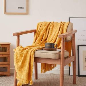 lot 11928 image: Simple&Opulence Cotton Muslin Throw Blanket 50x60 Yellow