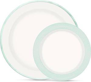 lot 11973 image: Boocikey Sage Green Plastic Plates Disposable Dinnerware Set 40pc