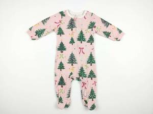 lot 12091 image: 6M Infant Christmas Pajamas w Tree & Bow Print