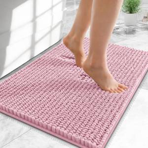 lot 12101 image: OLANLY Chenille Bath Rug Mat 24x16 Dusty Rose