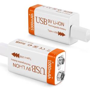 lot 12109 image: Fitinoch Rechargeable Lithium 9V Batteries 1000mAh USB
