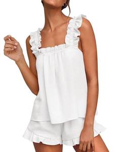 lot 12126 image: Marvmys Womens Ruffle Pajama Set Tank Top Shorts L