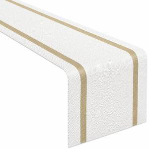 lot 12130 image: FAVE Woven Vinyl Table Runner 72x12 White Golden