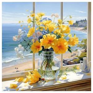 lot 12146 image: PRASIO Paint by Numbers Kit for Adults, Flowers, 16x16