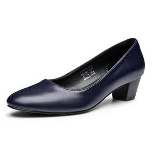 lot 12147 image: Trary Womens Low Block Heel Pumps Navy Blue Size 6