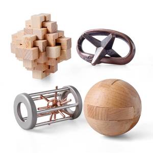 lot 12157 image: ActPo 3D Metal and Wooden Brain Teaser Puzzles Set