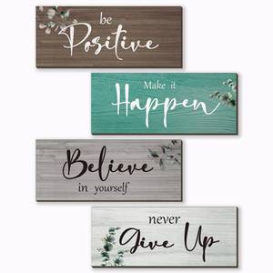 lot 12163 image: Fencordar Wooden Motivational Wall Signs Set of 4