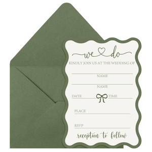 lot 12196 image: Tinlade Sage Green Wedding Invitations 25 Sets with Envelopes