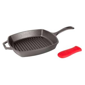 lot 13375 image: Lodge Square Cast Iron Grill Pan, PFAS-Free, 10.5 Inches