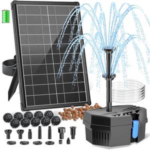 lot 13381 image: Biling Solar Pond Filter for Small Pond, 8W Solar Water Fountain with 3600mAh Battery, Clean Water Creat Water Features for Outdoor Pond Water Feature, Work Stable in Daytime
