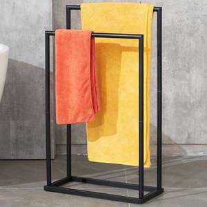 lot 13384 image: Free Standing Towel Rack, 2 Tier Towel Racks for Bathroom, Modern Outdoor Towel Drying Rack for Poolside, Black, DECLUTTR