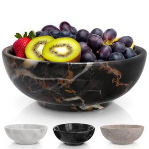 lot 13396 image: Gusto Nostro 8 Luxury Black Marble Decorative Bowl for Coffee Table - Elegant Decorative Fruit Bowl for Kitchen Counter - Heavy Stone Entryway Catch All for Keys, Potpourri Holder Centerpiece, Medium