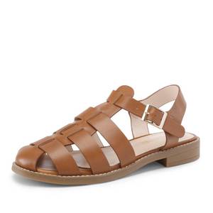 lot 13408 image: DREAM PAIRS Womens Fisherman Braided Flat Sandals,Brown-Pu,7.5