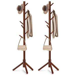 lot 13409 image: WANGMUXIA 2 PCS Coat Rack, Freestanding Coat Rack with 8 Hooks and 3 Adjustable Size Tree Coat Racks for Bedroom, Hallway, Entrance, Office, for Hats, Coats, Scarves, Handbags