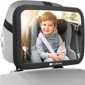 lot 13411 image: KeaBabies Baby Car Seat Mirror, Wide View, Shatterproof (Matte Black)