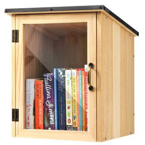 lot 13432 image: Little Library Box Outdoor, Waterproof Wooden Book Cabinet with Clear Window for DIY, Community & School Sharing, Weatherproof Neighborhood Book Exchange for Literature, Magazines & Newspapers