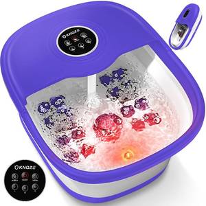 lot 13450 image: KNQZE Collapsible Foot Spa Bath with Heat & Bubble, Foot Soaking Tub with Timer and Red Light, 16 Rollers & Pumice Stone, Enjoy Warm Water Foot Bath, Gift for Wife and Mom, Purple