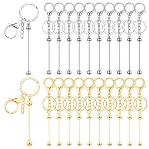 lot 14165 image: 20Pcs Beadable Keychain Bars, BetterJonny Blank Bead Keychain Beaded Keychainfor for Pendant DIY Crafts Jewelry Making Gift