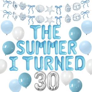 lot 14167 image: The Summer I Turned 30 Birthday Decorations Coastal Beach 30 Balloons