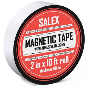 lot 14174 image: Magnetic Tape with Adhesive Backing 2 Inch Wide - Thick 60 mil Magnet Tape Roll to Make Sticky Magnet Strips, Strong Squares, Dots, Flexible Sheets, Cutting Own Fridge Magnets, Crafts