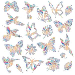 lot 14184 image: Lystaii 38 Pcs Window Clings Rainbow Decals Stickers for Anti Collision Bird Strikes Prevent Bird Strikes Hitting on Glass Windows Transparent Suncatcher Stickers (Butterfly, Leaf)