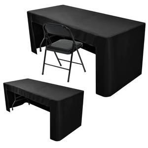 lot 14196 image: Black Tablecloths For 6 ft Rectangle Table With Open Back for Vendor 2 Pcs