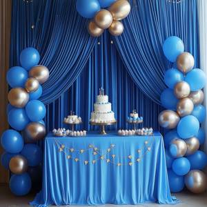 lot 14200 image: 10x12 ft Royal Blue Backdrop Curtain Panels for Wedding Parties, Wrinkle Free Polyester Photo Backdrop Drapes 12 ft Long Back Drop Cloth for Birthday Photography Background Party Backdrop