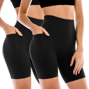 lot 14208 image: Leafigure 2 Pack Womens Biker Shorts with Pockets 6 Black S-M