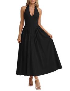 lot 14218 image: Zelroxa Women Black Halter Corset Wedding Tea Party Drop Waist Maxi Dress Sz. M