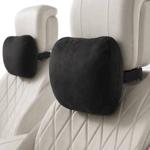 lot 14219 image: 2 PCS Car Pillow for Driving Seat Soft Suede Headrest Neck & Lumbar Support
